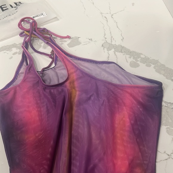 Beautiful, sheer swimsuit, cover up. One shoulder maxi length. Size M - Picture 3 of 8